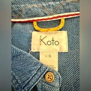 Stylish Blue KOTO shirt with interesting texture and Red Accent